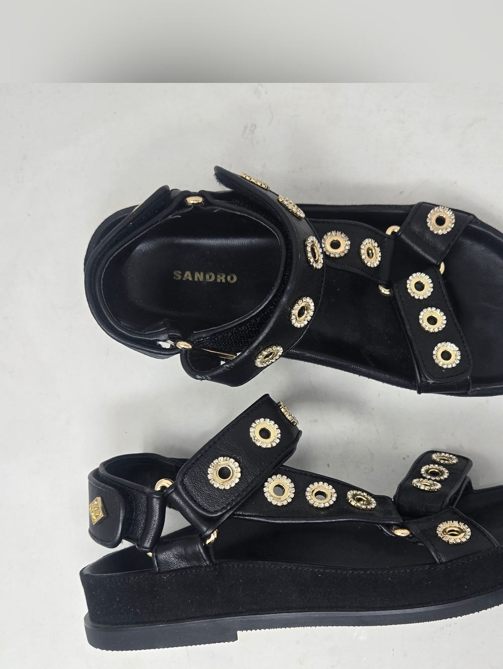 Sandro Black Embellished Slingback Slip on Open Toe Sandals Women's Size 37EU